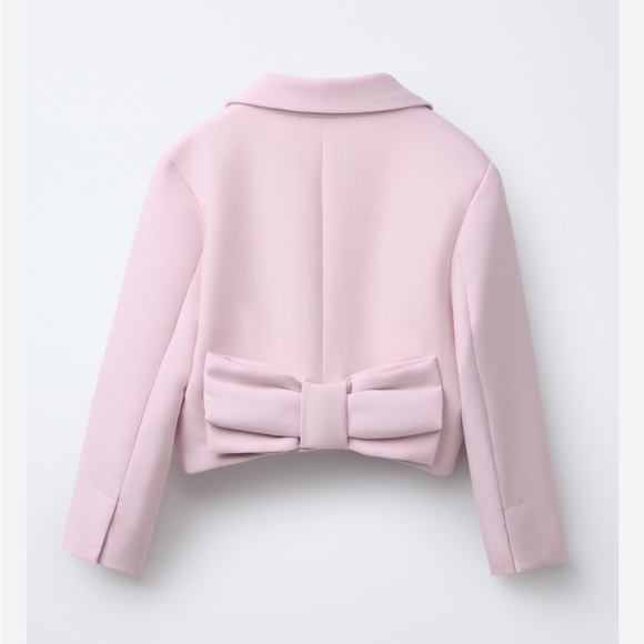 Zara kids NWT cropped pink blazer with back bow 1069/492